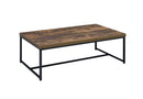 47" Black And Weathered Oak Manufactured Wood And Metal Rectangular Coffee Table