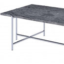 49" Chrome And Faux Marble Rectangular Coffee Table