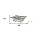 41" Chrome And Clear Glass Square Coffee Table
