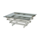 41" Chrome And Clear Glass Square Coffee Table