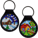 Seasonal House Key Chain Cross-stitch kit on artificial leather FLHL-012