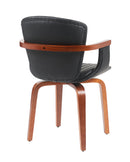 Mid-Century Modern Bentwood Swivel Dining Chairs (Set of 2) – Heat-Pressed PU Leather Accent Chairs in  Black