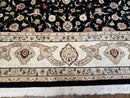 8' 5" X 11' 6" Vintage Handmade Oriental Floral Wool Rug Silk Accent Black Nice