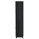 Mid-century Modern Style 74.5'' Tall Display Cabinet with Glass Doors for Collectibles in Black MDF