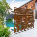Outdoor & Indoor Metal Privacy Screen 76' H×48' W, Freestanding Decorative Screen for Deck Balcony Patio in Brown