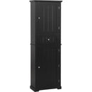 Tall Bathroom Storage Cabinet, Freestanding Storage Cabinet with Drawer and Adjustable Shelf, MDF Board with Painted Finish, Black