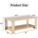 A modern and practical log colored textured coffee table,tea table. The double-layer coffee table is made of MDF material. Suitable for living room 43.3"x21.6"x16.5"