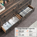 Farmhouse 6 Drawer Dresser for Bedroom, 54 Inch Wide Rustic wood Dresser TV Stand, Dresser Chest of Drawers for closet, Living Room, Hallway, Dark Rustic Oak