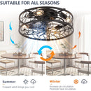 18-inch Black Vintage Caged Ceiling Fan Light – Quiet Operation, Remote Control, Industrial Style for Living Room, Bedroom, and Kitchen (Bulb Not Included)