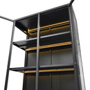 Modern Style 76.75'' Tall Steel Display Cabinet with Double Glass Doors, LED Lights, 3-Sided Glass for Collectibles - Black