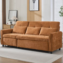 2-in-1 Sofa 82' Three-seater Sofa with Sofa Bed and Reversible Recliner, Orange Chenille