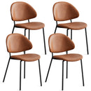 Set of 4 Upholstered PU Leather Dining Chairs Mid-Century Modern Dining Chairs with Curved Backrest for Dining Room Kitchen (Brown)