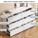 Modern 6 Drawer Dresser with Spacious Countertop and Concealed Handles, Storage Cabinet for Bedroom and Living Room, White MDF
