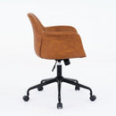 Mid-Century Modern Office Chair,Rolling Swivel Height Adjustable Ergonomic Chair with Frame/Arms, Back Support Home Desk Chair for Living Room,Studying (Brown)