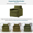 Upholstered Convertible Sleeper Sofa with Adjustable Backrest, Side Pockets, Storage Basket, Green Chenille, 31.5'