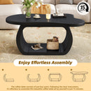 ON-TREND 39.3'*23.6' Modern Cloud Coffee Table with 1.5' Thick Tabletop, Cream Style Irregular End Table with Curved Legs, Unique Design Accent Table with Round Edge for Living Room, Apartment, Black
