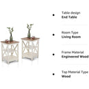 Rustic Ivory End Table Set Of 2 With Shelves 23.6 Inch
