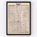 Vintage Map of Vermilion County, Illinois 1876