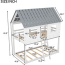 Twin House Bunk Bed With Playhouse White And Gray Finish