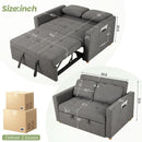 Sleeper Sofa Bed, 3-In-1 Convertible Sofa Chair, Linen Fabric Pull Out Couch Bed, Loveseat Sleeper with Spring Support, Adjustable Backrest, 2 Seater Recliner Chair for Small Space, Dark Grey