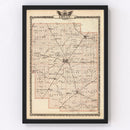 Vintage Map of Logan County, Illinois 1876