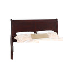 Louis Phillipe Brown Cherry Finish King Size Panel Sleigh Bed Solid Wood Wooden Bedroom Furniture