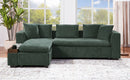 Elegant Chenille L-Shaped Sofa with Wooden Storage Compartment, Green, 93.7 Inches