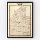 Vintage Map of Christian County, Illinois 1876