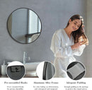 Black Round Wall Mirror 24 Inch Shatterproof Glass Bathroom