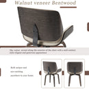 Mid-Century Modern Dining Chair - 360° Swivel, PU Leather, Ergonomic Design, Beige Upholstery, Bentwood Frame, Set of 2