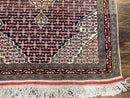 Afghan Rug 4x5, Wool with Silk Highlights, Very Fine Hand Knotted Vintage Oriental Carpet, Herati Pattern, Persian Rug, Bidjar Rug, 400 KPSI