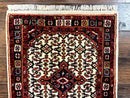 Indo Persian Bidjar Runner Rug 2.8 x 10, Vintage Rug for Hallway, 10ft Runner, Wool Handmade Ivory and Red, Medallions