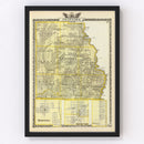 Vintage Map of Crawford County, Illinois 1876