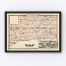 Vintage Map of Clinton County, Illinois 1876