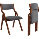 Upholstered folding Dining chair, space saving, easy to carry, Dining Room, 2-Pack-Grey+Cherry