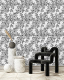 Black Floral Contours Wallpaper