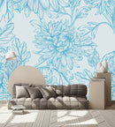 Blue Peony Flowers Wallpaper