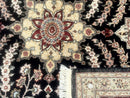 Sino Persian Rug 9x12, Black & Maroon, Wool and Silk, Allover Pattern