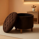 Brown Velvet Upholstered Ottoman With Concealed Storage