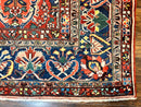 Large Persian Bakhtiari Rug 10x14, Rare Perisan Tribal Rug, Red Blue Ivory Multicolor, Hand Knotted, Semi Antique Carpet