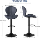 Three Swivel Bar Stools Counter Height High Back DarkGrey
