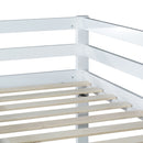 Solid Wooden , Solid Rubber Wooden Twin over Twin Floor Bunk Bed with Ladder ,Upper and Bottom Bed Platforms crafted with Strengthened Slats, White