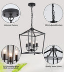 UL Black Industrial Lantern Chandelier 4 Light Pendant