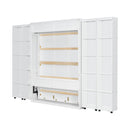Queen Murphy Bed Wall Bed with Storage Doors, White
