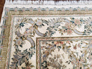 Pak Persian Floral Rug 11 x 12.6, Ivory, Very Fine, Hand Knotted