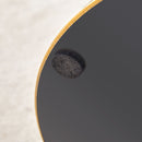 Table and chair set.31.5 Inch Elegant White Marble Pattern Round Dining Table - Suction Molding Annular Texture.Paired With 4 Black High-quality PU Chairs With Arched Golden Metal Legs.