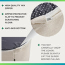 Twenty Two Inch Beige Ottoman Pouf With Ultra Premium Foam