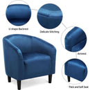 Pagoda Blue Velvet Club Chair With Curved Armrests