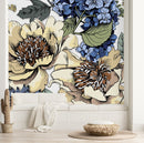 Voguish Modern White Wallpaper with Flowers