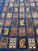 6'9″ x 10' Hand-Knotted Afghani Bakhtiari Wool Rug – Persian Garden Design – Blue & Cream